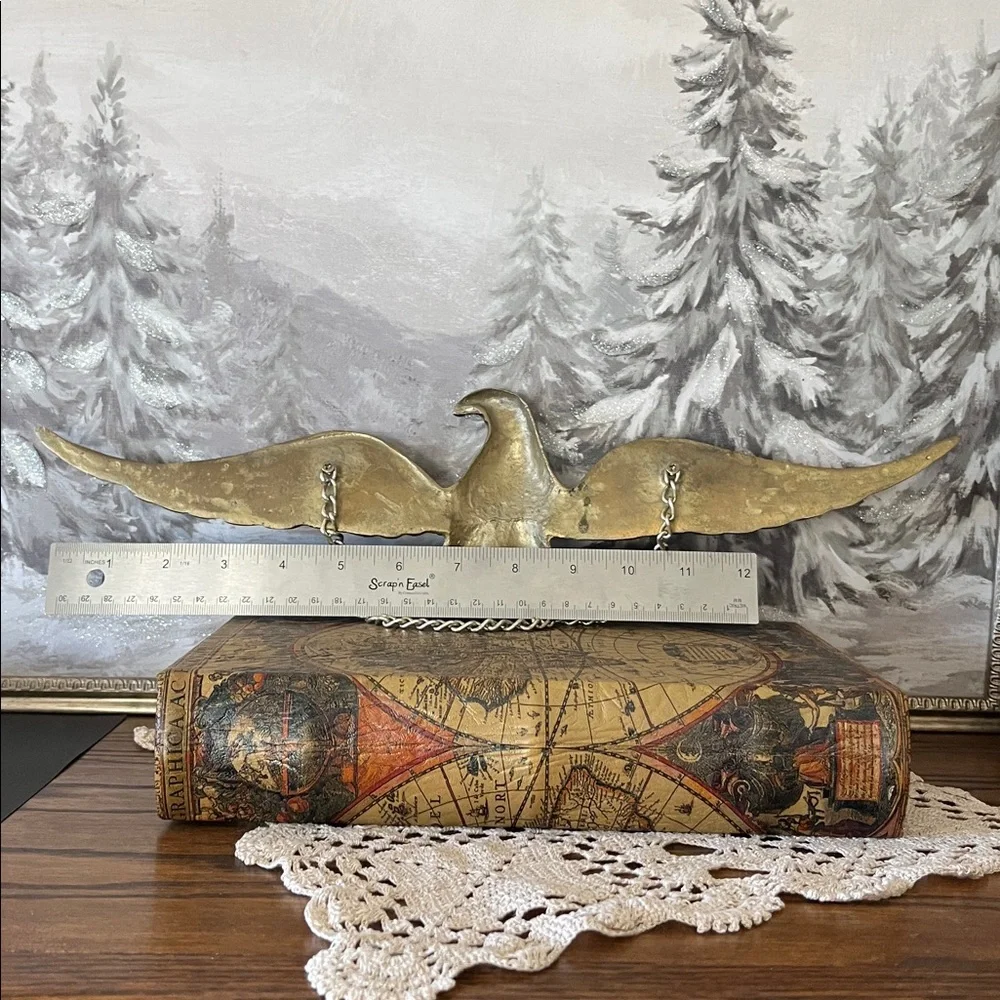 Vintage Large Brass Eagle Wall Decor 18” Wingspan Heavy Cast Americana
